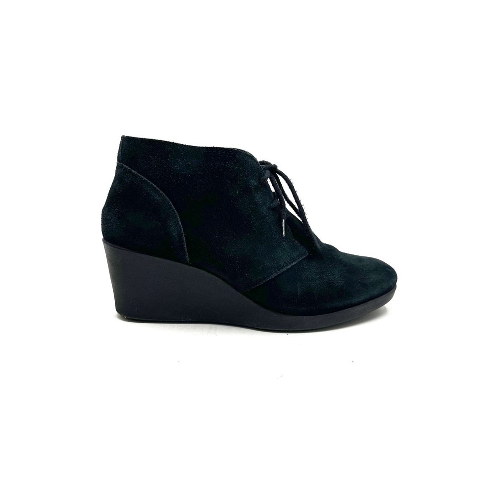 Crocs | Black Suede Wedge‎ Booties Size 7.5